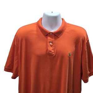 Polo Ralph Lauren Shirt Mens Short‎ Sleeve Size XL Cotton Orange Logo
